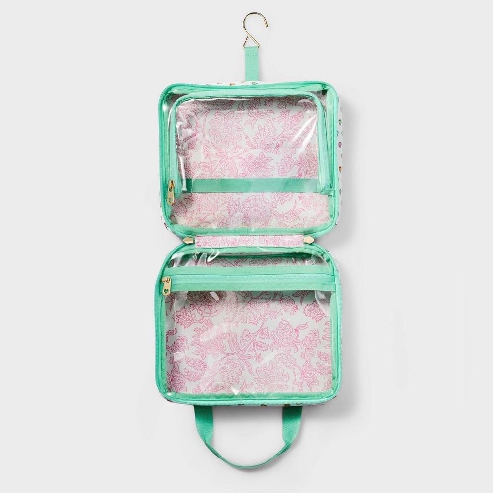 💛💚 Roller Rabbit x Target Disco Hearts Wave Hanging Toiletry Bag White/Teal - Picture 6 of 7